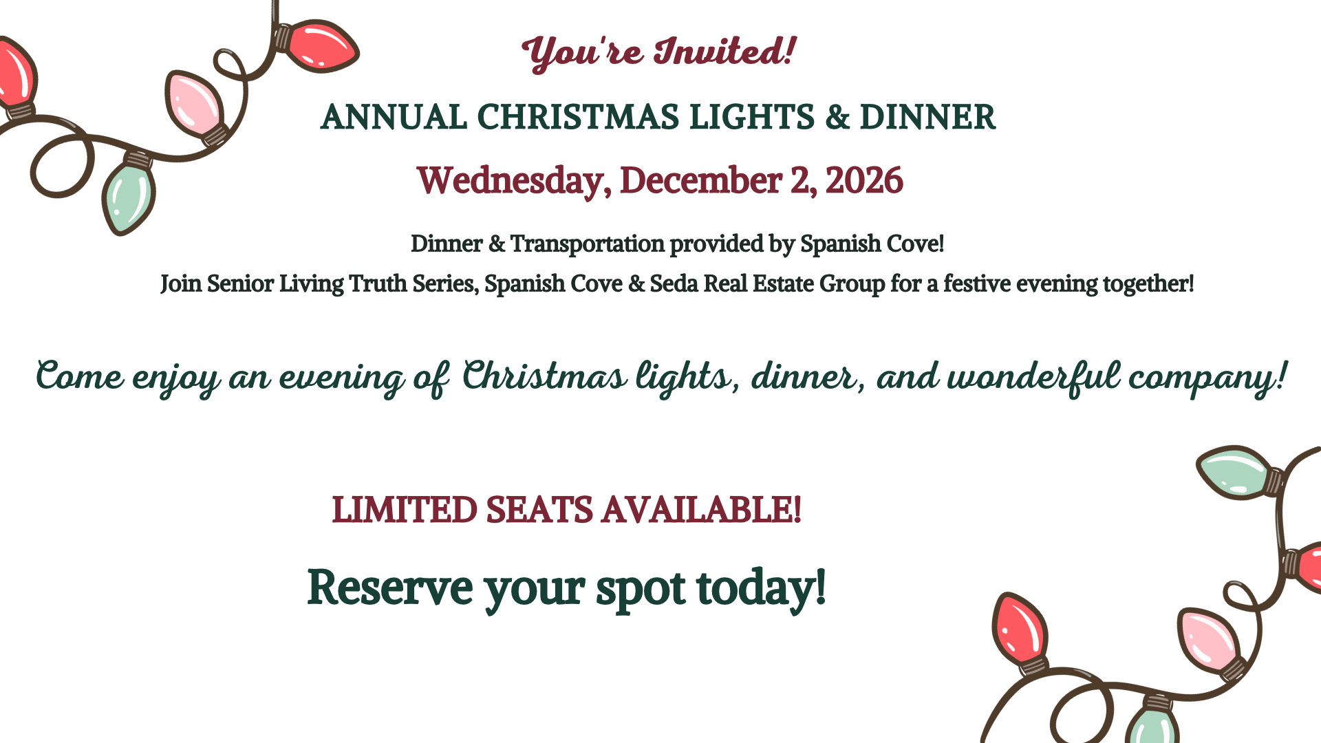 Annual Yukon Christmas Lights & Dinner! A night with Spanish Cove & Seda Real Estate